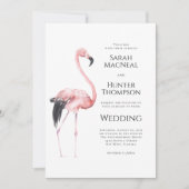Tropicaler Flamingo-Strand-Hochzeits-QR-Code Einladung (Vorderseite)
