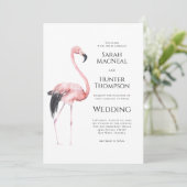 Tropicaler Flamingo-Strand-Hochzeits-QR-Code Einladung (Stehend Vorderseite)