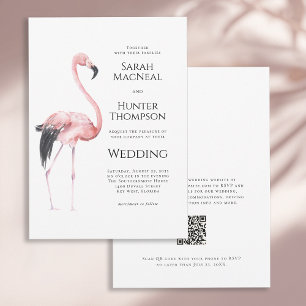 Tropicaler Flamingo-Strand-Hochzeits-QR-Code Einladung