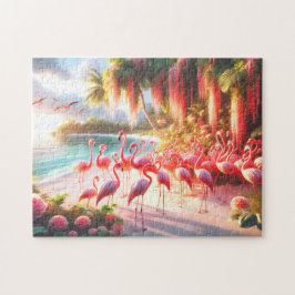 Tropicaler Flamingo-Strand-Paradies-Urlaubsgeschen Puzzle
