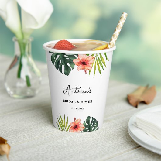 Tropicaler Monstera-Palm-Junggesellinnenabschied Pappbecher (In Situ)