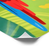 Tropicaler Papageien-Glückszitat-Kunst Poster (Ecke)