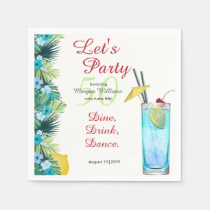 Tropicaler Sommer Blau Cocktail 50. Geburtstagsfei Serviette