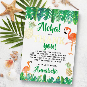 Tropicaler Sommer-Strand-Luau-Baby-Shower-Dankesch Folieneinladung