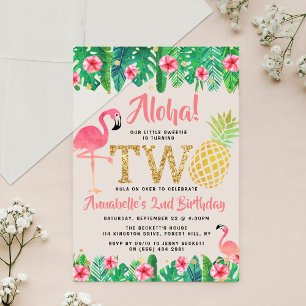 Tropicaler Sommerstrand Luau Mädchen 2. Geburtstag Acryleinladungen