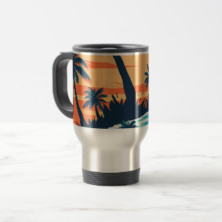 Tropicaler-Sonnenuntergangs-Strand-Kaffeebecher – Reisebecher