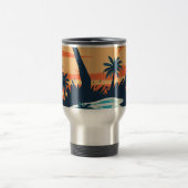 Tropicaler-Sonnenuntergangs-Strand-Kaffeebecher –  Reisebecher (Mittel)