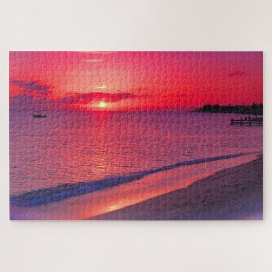 Tropicaler Sonnenuntergangs-Strand-Puzzle Puzzle (Horizontal)