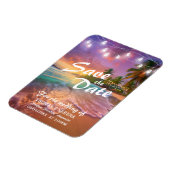 Tropicaler Sonnenuntergangsstrand QR-Code Save The Magnet (Linke Seite)