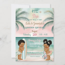 Tropicaler Strand Baby Geschlecht Enthüllung Blush Einladung