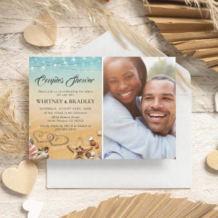 Tropicaler Strand Herz Foto Paare Dusche Einladung