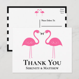 Tropicaler Strand - Rosa Flamingo Hochzeit Danke Postkarte