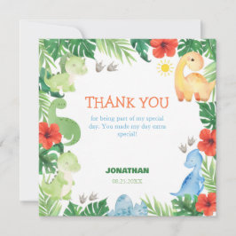 Tropicaler Wald-Dinosaurier-Geburtstag Dankeskarte