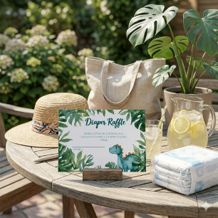 Tropicales Dinosaurier-Baby-Shower-Windel-Raffle-T Begleitkarte