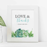 Tropicales Hochzeitsgeschenk-Schild am Strand