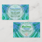 Tropicana Blue Aqua Green Textile Business Card Visitenkarte (Vorne/Hinten)