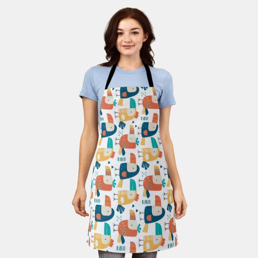 Tropicana und Vögel Schürze (Getragen)