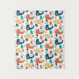 Tropicana und Vögel Wandteppich