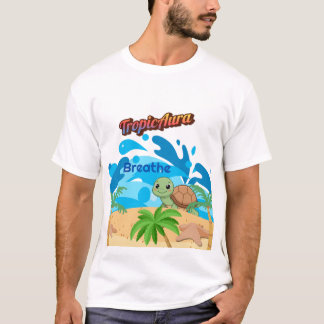 TropicAura Breathe Tropisches Strand-Schildkröten- T-Shirt