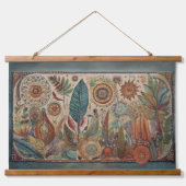 Tropicla Boho Art Panel Wall Hanging Wandteppich Mit Holzrahmen (Vorne)