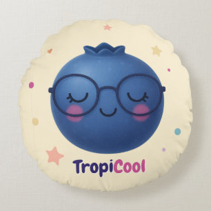 TropiCool Blueberry - Runder Kawaii-Obst Rundes Kissen