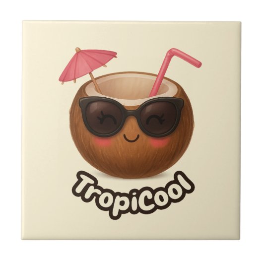 TropiCool Coconut - Fun Tropical Keramik Tile Fliese (Vorderseite)