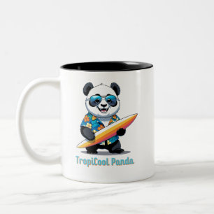 TropiCool Panda - Niedlicher Cartoon Panda - Hawai Zweifarbige Tasse