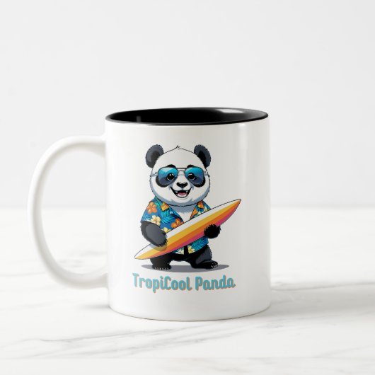 TropiCool Panda - Niedlicher Cartoon Panda - Hawai Zweifarbige Tasse (Links)