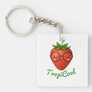 TropiCool Strawberry - Niedlicher Acrylic Schlüsse Schlüsselanhänger