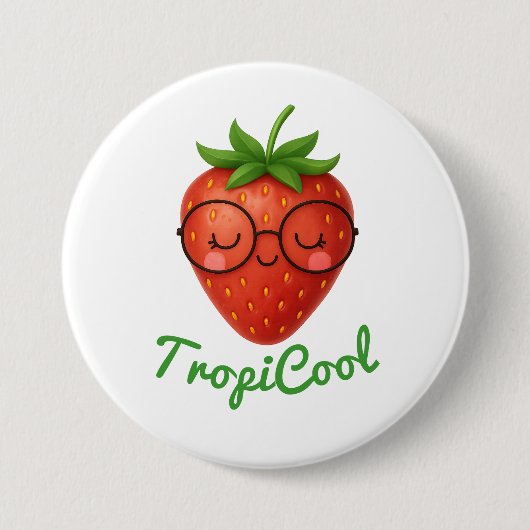 TropiCool Strawberry - Niedliches Glossy Button-Bu Button (Vorderseite)