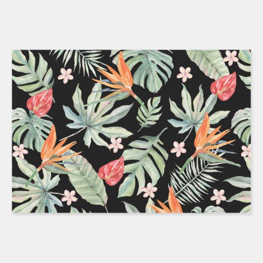 Tropics Blume Foliage Fantasy mit Monogram Geschenkpapier Set (Vorderseite 3)