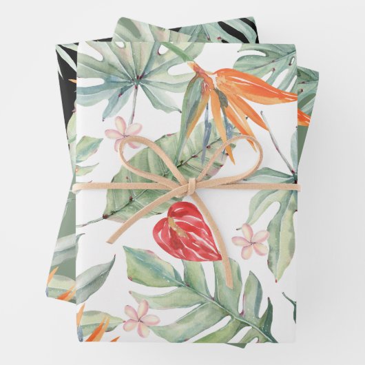 Tropics Blume Foliage Fantasy mit Monogram Geschenkpapier Set (Beispiel)
