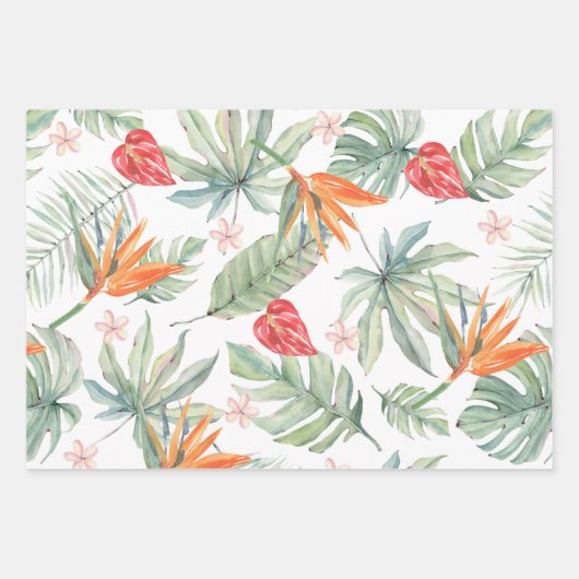 Tropics Blume Foliage Fantasy mit Monogram Geschenkpapier Set (Vorderseite)