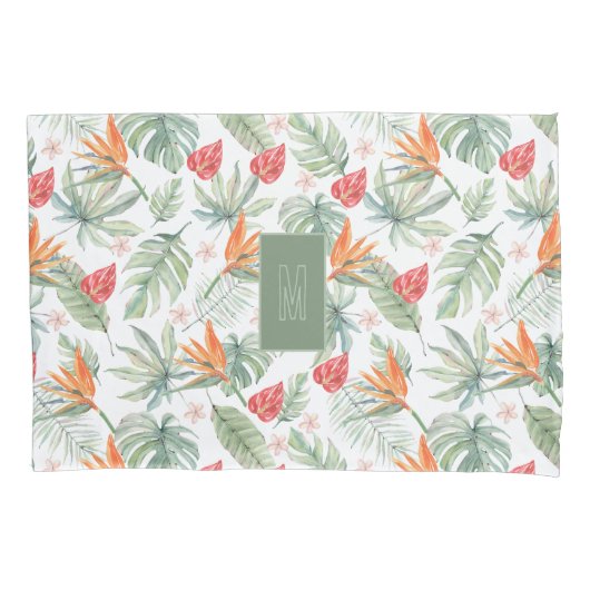 Tropics Blume Foliage Fantasy mit Monogram Kissenbezug (Vorderseite)