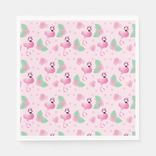 Tropics Flamingo Bird Blume Muster Tropical Pink Serviette (Vorderseite)