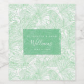 Tropics Green Palm Tree Wedding Weinetikett (Einzelnes Label)