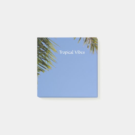 Tropics Palm Fronds Sky Blue individuell anpassbar Post-it Klebezettel (Vorderseite)