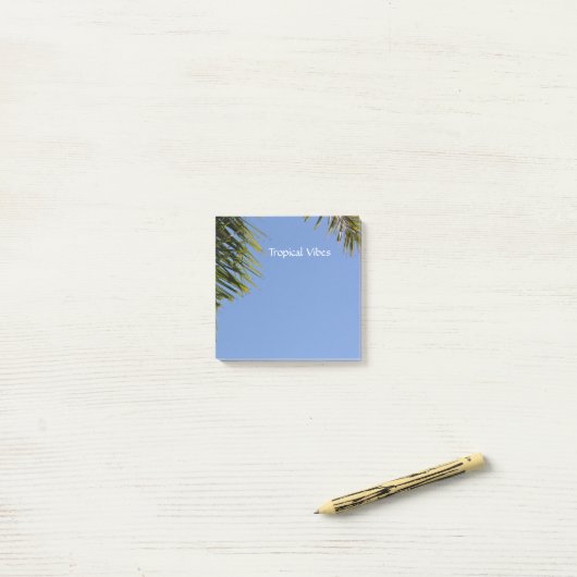 Tropics Palm Fronds Sky Blue individuell anpassbar Post-it Klebezettel (Auf Schreibtisch)