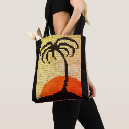Tropics Palm Tree Profil Sunset Artisan Crochet Tasche