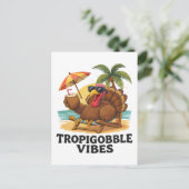 TropiGobble Vibes Türkei - Funny Erntedank Feiertagspostkarte (Stehend Vorderseite)