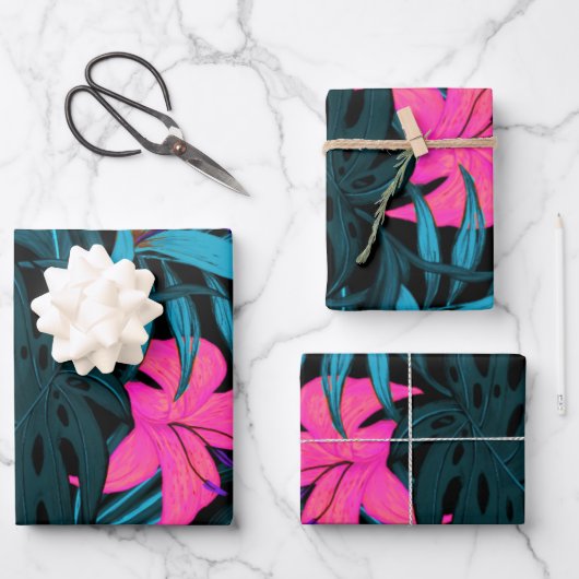 Tropigoth tropische Goth Blume hawaii exotische Geschenkpapier Set (Vorderseite)