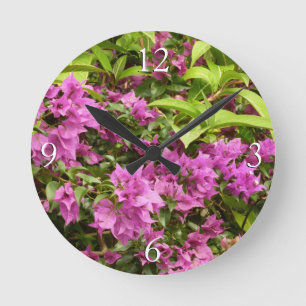Tropila violette Bougainvillea-Blüten Runde Wanduhr