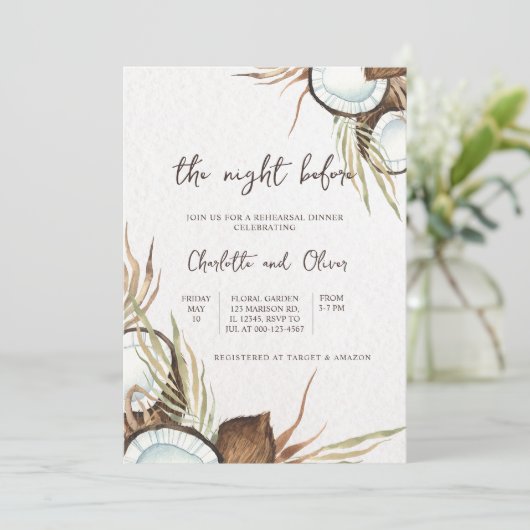 Tropisch am Abend vor der Probe Einladung (Stehend Vorderseite)