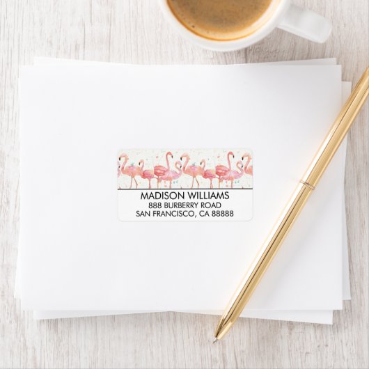 tropisch | Ansammlung Flamingos Adressaufkleber (Insitu)