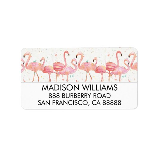 tropisch | Ansammlung Flamingos Adressaufkleber (Vorne)
