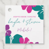 Tropisch Aquamarin rosa Lila Hibiskus Platz Geschenkanhänger (Vorderseite)