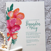 Tropisch Aquamarine Rosa Korallen Blume Hochzeit E Einladung