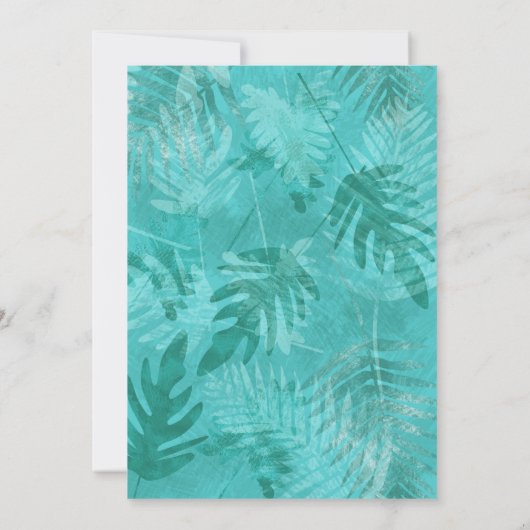 Tropisch Aquamarine Rosa Korallen Blume Hochzeit E Einladung (Rückseite)