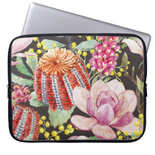 Tropisch australische Pflanze, Aquarellmuster. Laptopschutzhülle