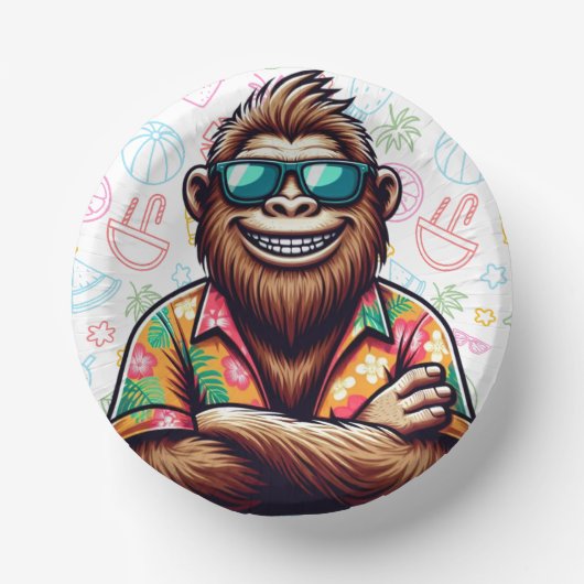 Tropisch/Beach yeti/bigfoot Pappteller (Vorderseite)